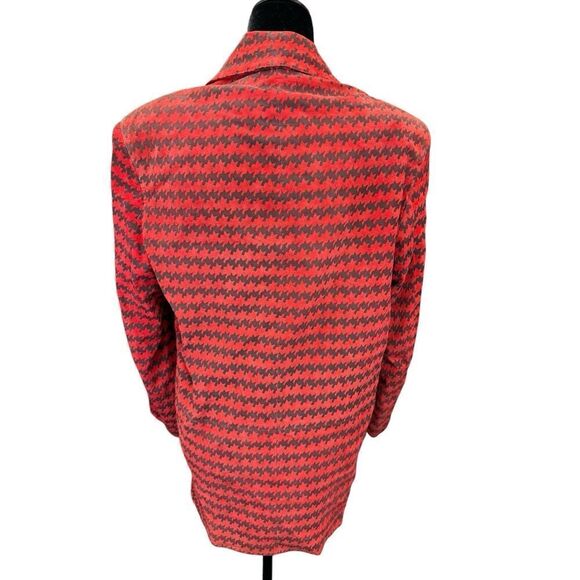 The Limited Women's 100% Leather Red Houndstooth Blazer Jacket Lined Size M - Picture 9 of 15
